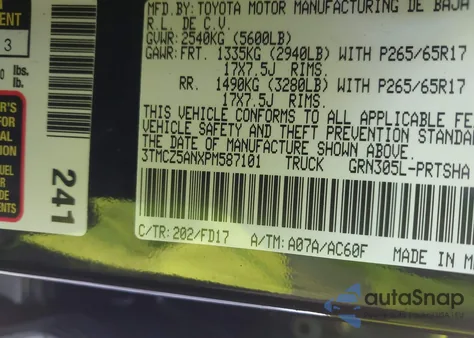 2023 Toyota Tacoma Trd Sport from USA, damaged, VIN 3TMCZ5ANXPM587101